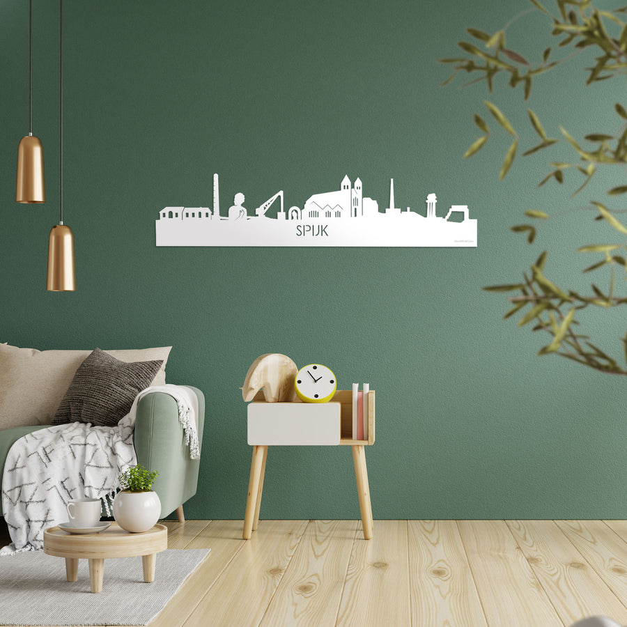 Skyline Spijk-Zevenaar Wit glanzend gerecycled kunststof cadeau decoratie relatiegeschenk van WoodWideCities