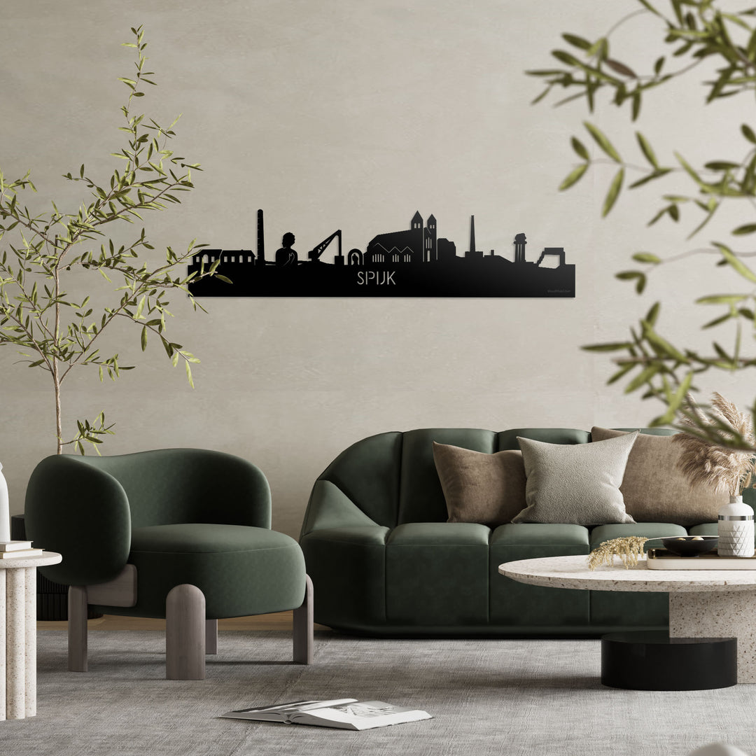 Skyline Spijk-Zevenaar Zwart glanzend gerecycled kunststof cadeau decoratie relatiegeschenk van WoodWideCities