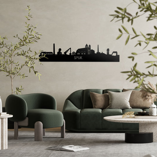 Skyline Spijk-Zevenaar Zwart glanzend gerecycled kunststof cadeau decoratie relatiegeschenk van WoodWideCities