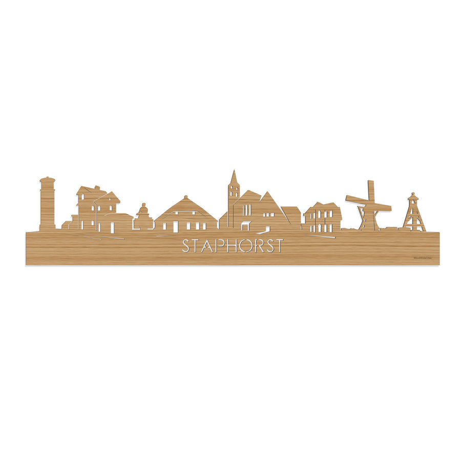 Skyline Staphorst Bamboe houten cadeau decoratie relatiegeschenk van WoodWideCities