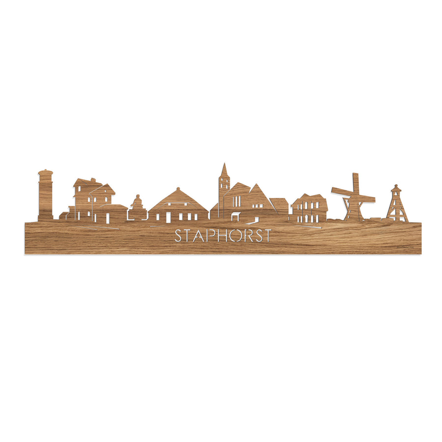 Skyline Staphorst Eiken houten cadeau decoratie relatiegeschenk van WoodWideCities