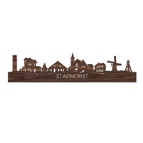 Skyline Staphorst Noten houten cadeau decoratie relatiegeschenk van WoodWideCities