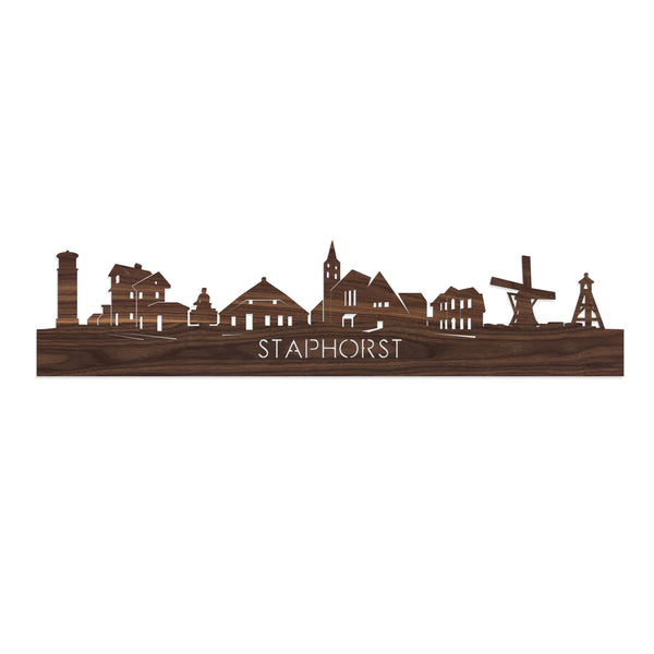 Skyline Staphorst Noten houten cadeau decoratie relatiegeschenk van WoodWideCities