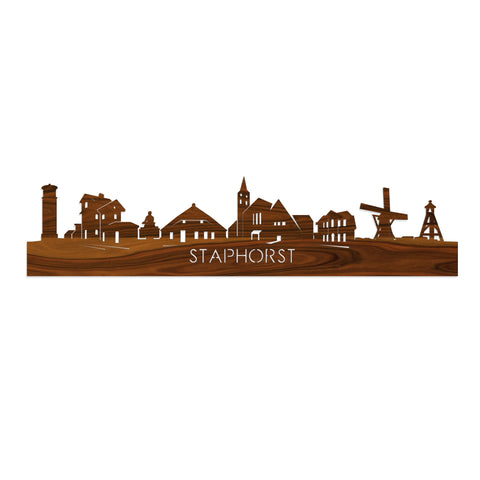 Skyline Staphorst Palissander houten cadeau decoratie relatiegeschenk van WoodWideCities