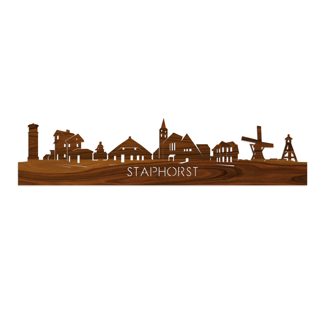 Skyline Staphorst Palissander houten cadeau decoratie relatiegeschenk van WoodWideCities