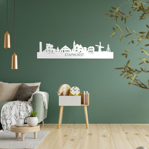 Skyline Staphorst Wit glanzend gerecycled kunststof cadeau decoratie relatiegeschenk van WoodWideCities