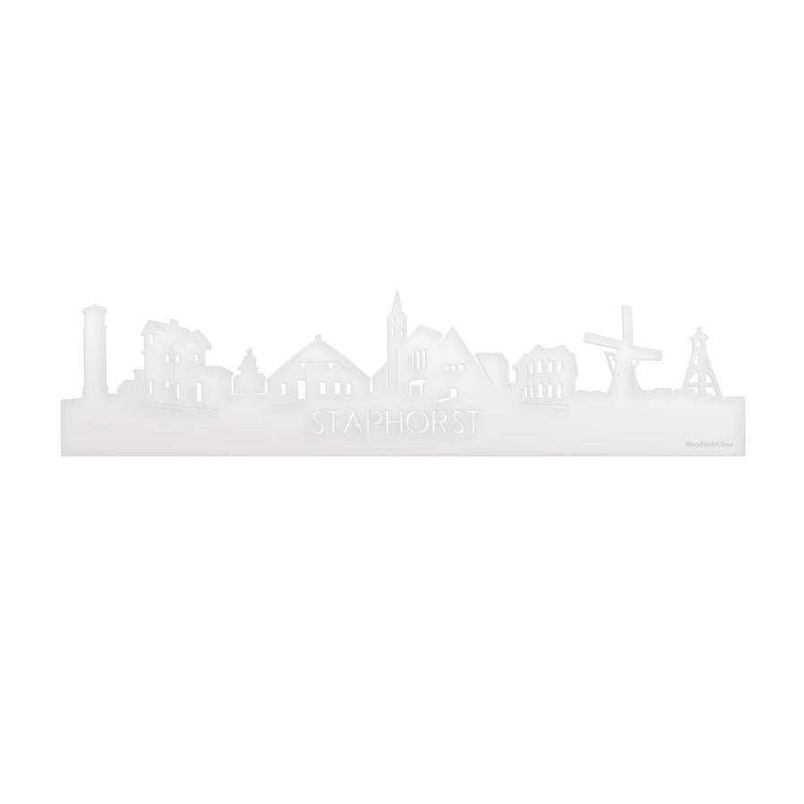 Skyline Staphorst Wit glanzend gerecycled kunststof cadeau decoratie relatiegeschenk van WoodWideCities