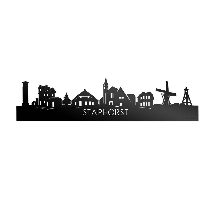Skyline Staphorst Zwart glanzend gerecycled kunststof cadeau decoratie relatiegeschenk van WoodWideCities