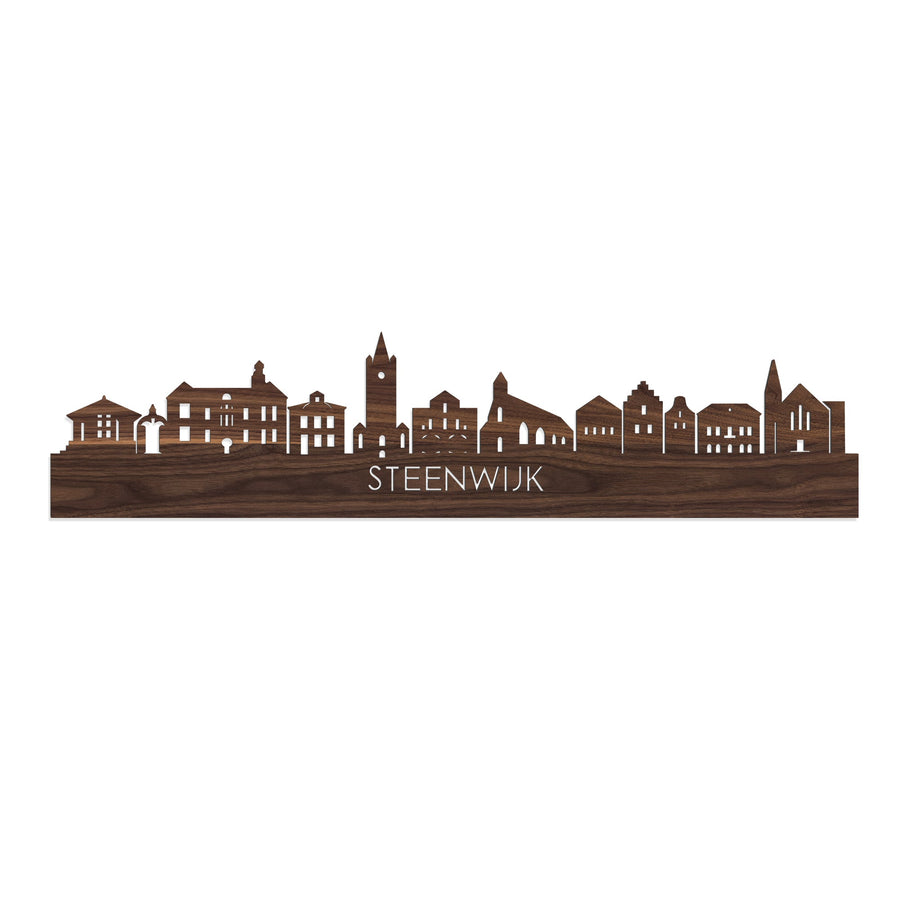 Skyline Steenwijk Noten houten cadeau decoratie relatiegeschenk van WoodWideCities