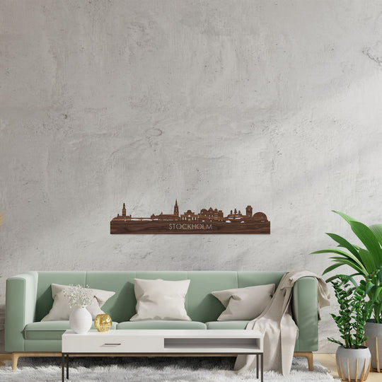 Skyline Stockholm Noten houten cadeau decoratie relatiegeschenk van WoodWideCities