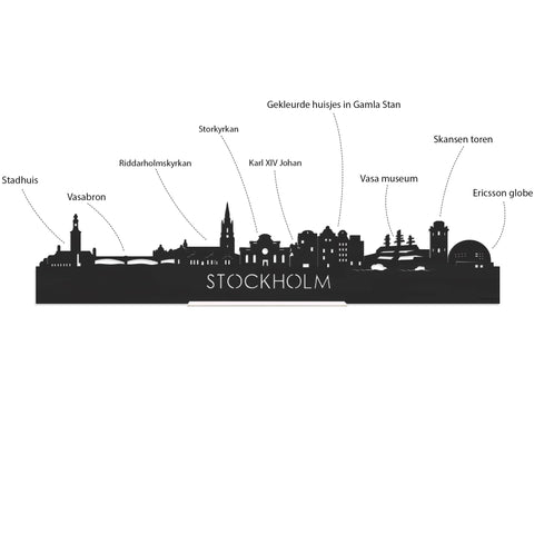 Skyline Stockholm Palissander houten cadeau decoratie relatiegeschenk van WoodWideCities