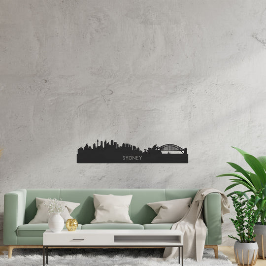 Skyline Sydney Zwart houten cadeau decoratie relatiegeschenk van WoodWideCities