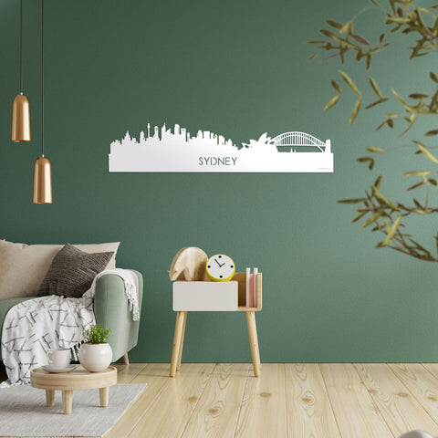 Skyline Sydney Wit glanzend gerecycled kunststof cadeau decoratie relatiegeschenk van WoodWideCities