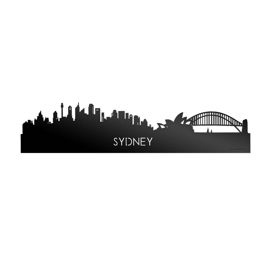 Skyline Sydney Zwart glanzend gerecycled kunststof cadeau decoratie relatiegeschenk van WoodWideCities