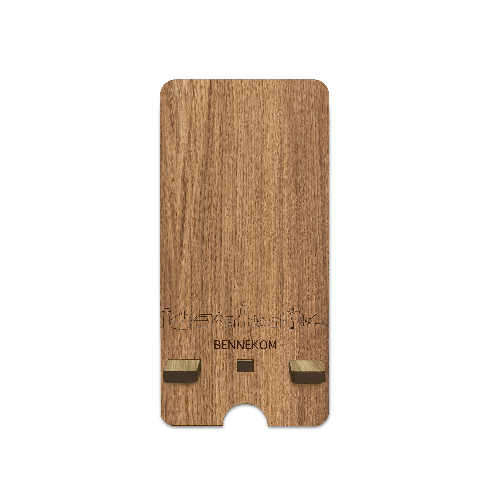 Skyline Telefoonhouder Bennekom houten cadeau decoratie relatiegeschenk van WoodWideCities