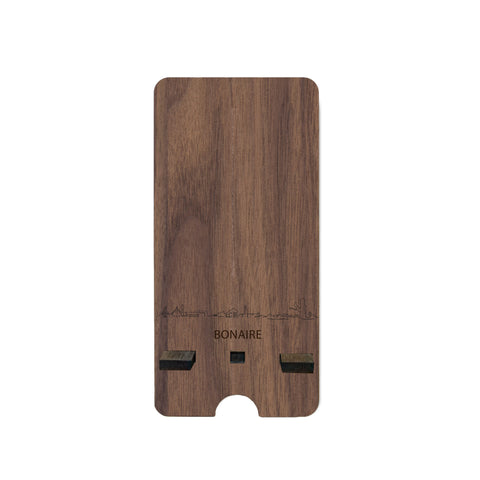 Skyline Telefoonhouder Bonaire houten cadeau decoratie relatiegeschenk van WoodWideCities