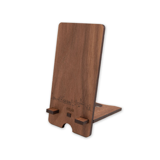 Skyline Telefoonhouder Fryslan houten cadeau decoratie relatiegeschenk van WoodWideCities