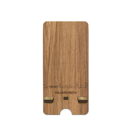 Skyline Telefoonhouder Hilvarenbeek houten cadeau decoratie relatiegeschenk van WoodWideCities