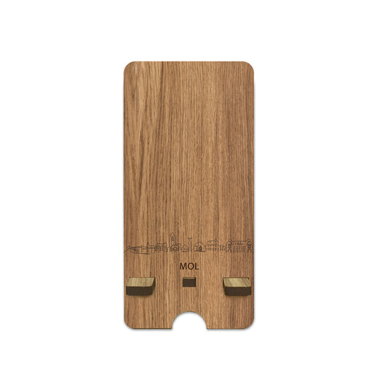 Skyline Telefoonhouder Mol houten cadeau decoratie relatiegeschenk van WoodWideCities