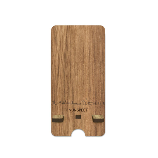 Skyline Telefoonhouder Nunspeet houten cadeau decoratie relatiegeschenk van WoodWideCities