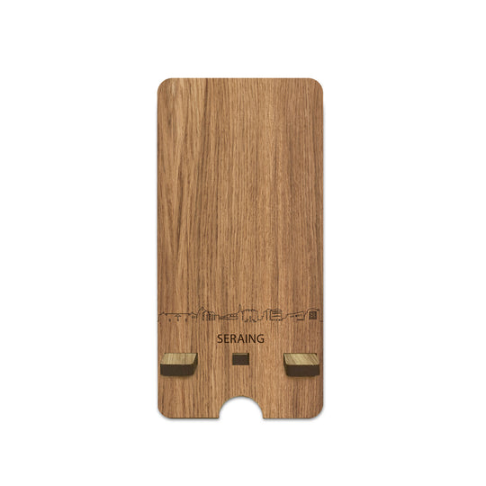 Skyline Telefoonhouder Seraing houten cadeau decoratie relatiegeschenk van WoodWideCities