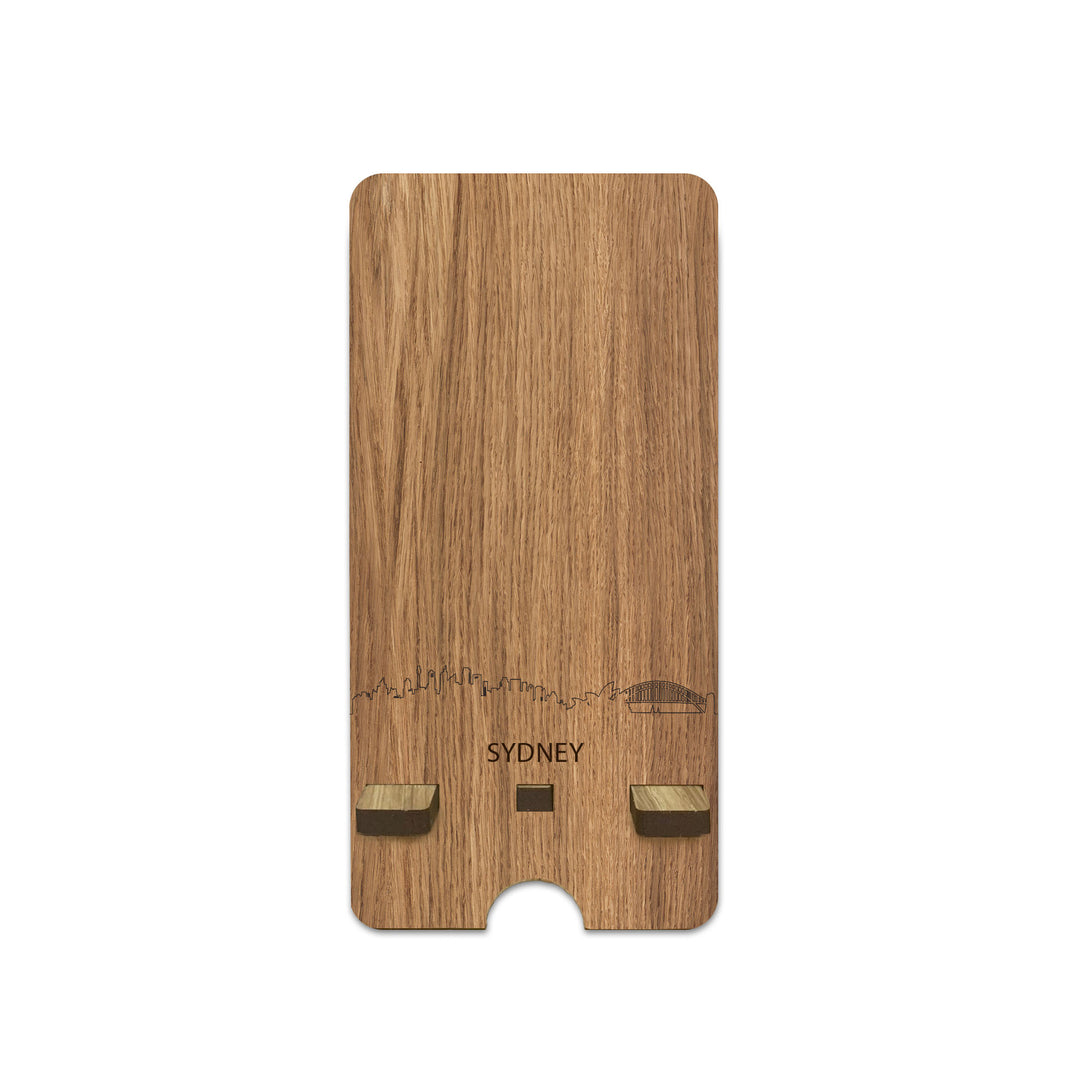 Skyline Telefoonhouder Sydney houten cadeau decoratie relatiegeschenk van WoodWideCities