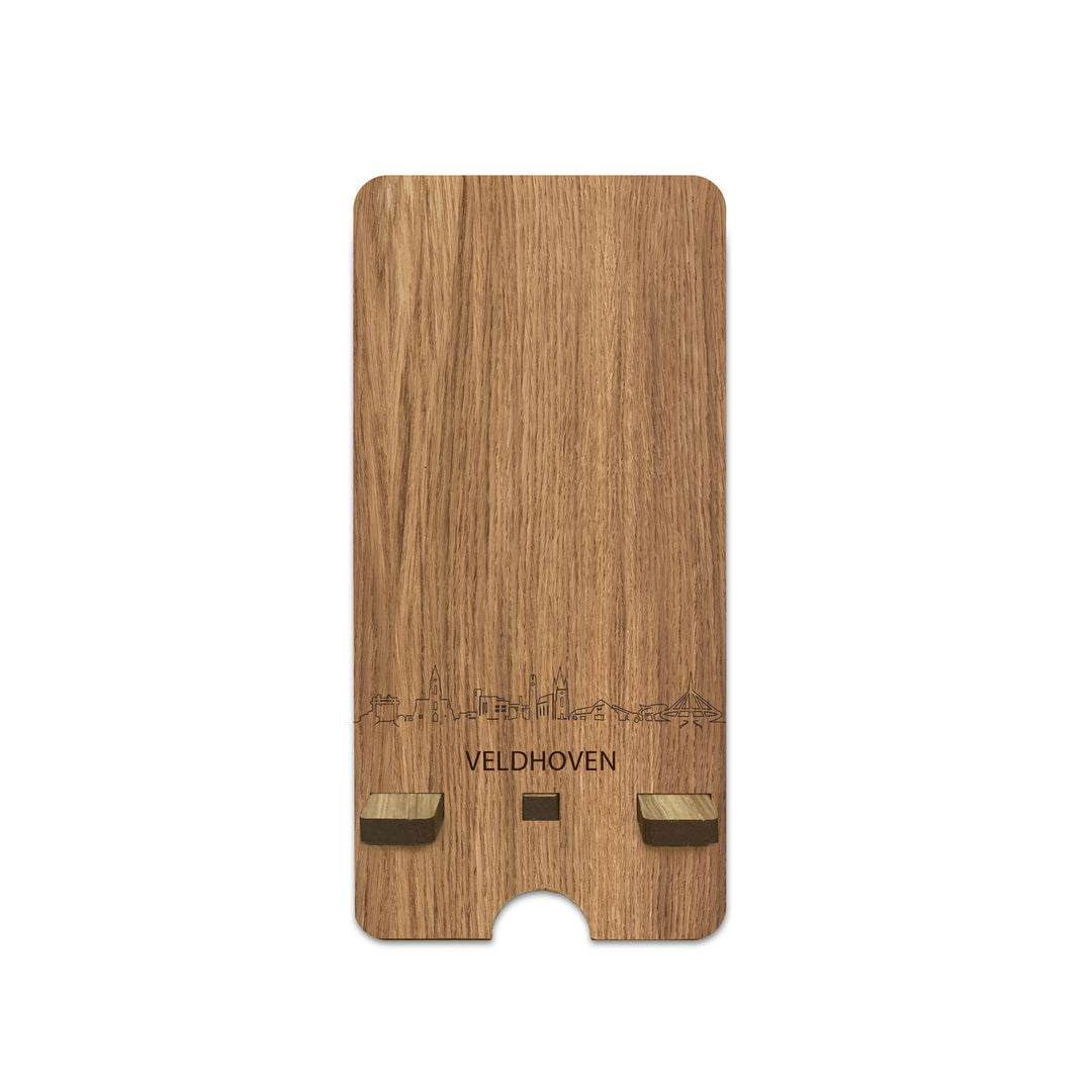 Skyline Telefoonhouder Veldhoven houten cadeau decoratie relatiegeschenk van WoodWideCities