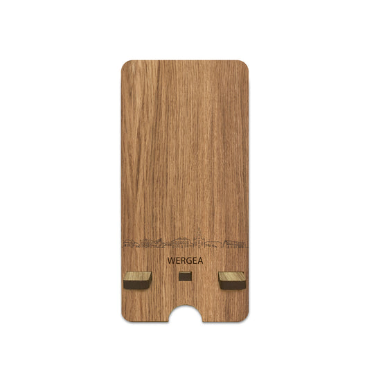 Skyline Telefoonhouder Wergea houten cadeau decoratie relatiegeschenk van WoodWideCities