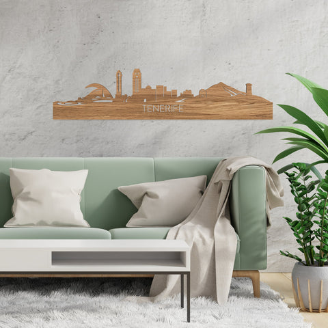 Skyline Tenerife Eiken houten cadeau decoratie relatiegeschenk van WoodWideCities