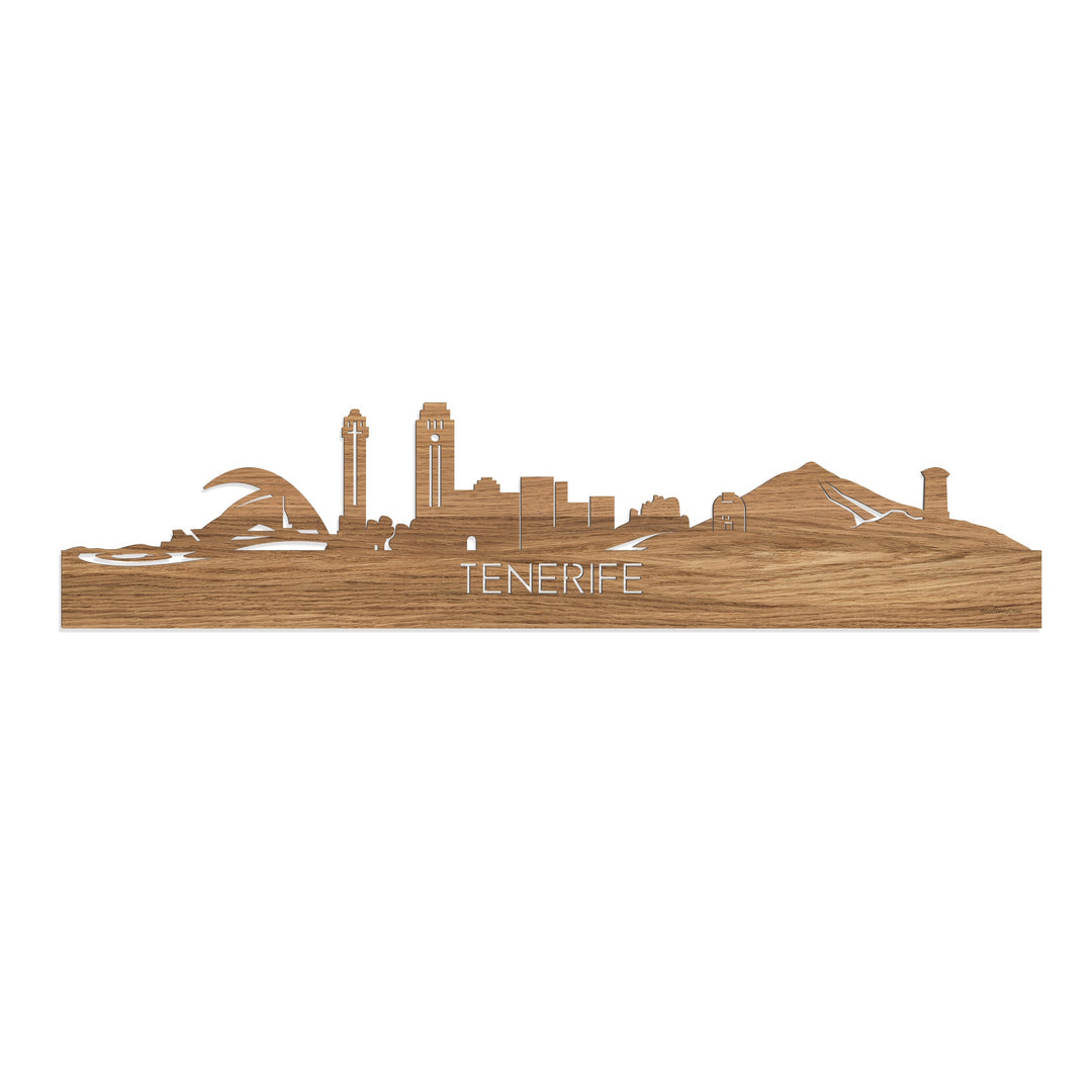 Skyline Tenerife Eiken houten cadeau decoratie relatiegeschenk van WoodWideCities