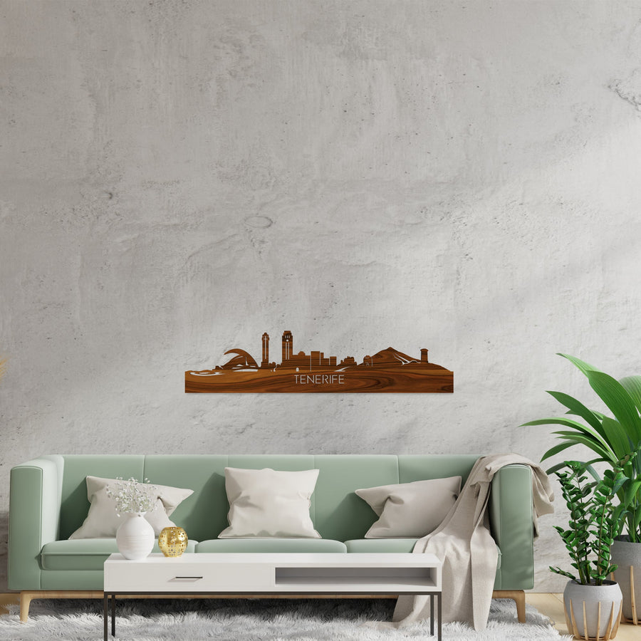 Skyline Tenerife Palissander houten cadeau decoratie relatiegeschenk van WoodWideCities