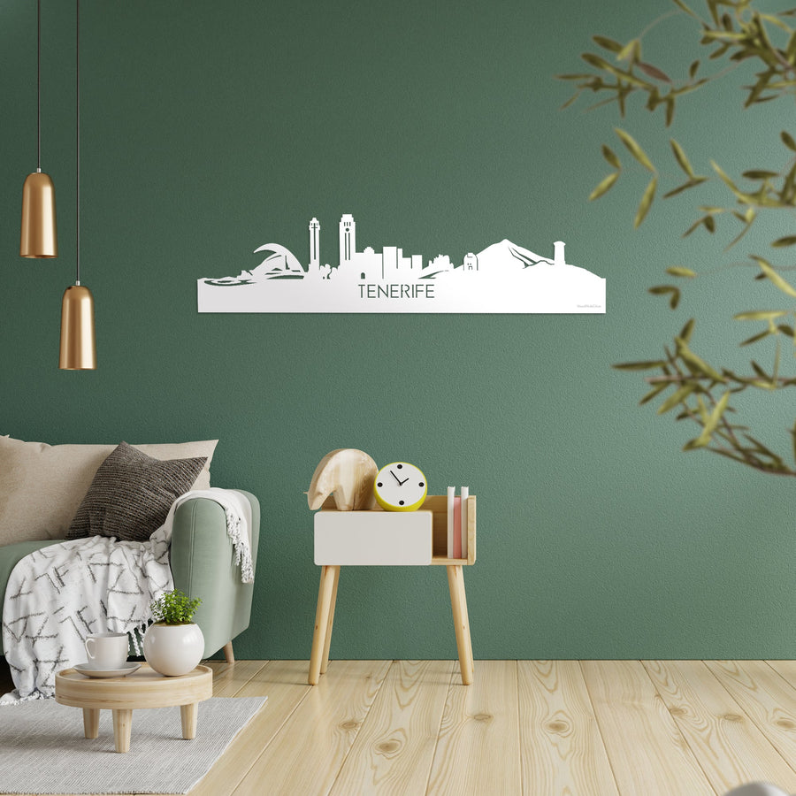 Skyline Tenerife Wit glanzend gerecycled kunststof cadeau decoratie relatiegeschenk van WoodWideCities