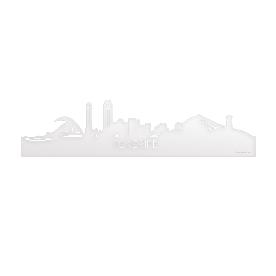 Skyline Tenerife Wit glanzend gerecycled kunststof cadeau decoratie relatiegeschenk van WoodWideCities