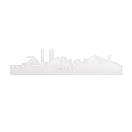 Skyline Tenerife Wit glanzend gerecycled kunststof cadeau decoratie relatiegeschenk van WoodWideCities
