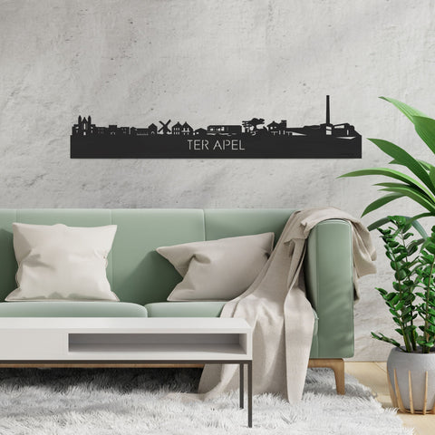 Skyline Ter Apel Zwart houten cadeau decoratie relatiegeschenk van WoodWideCities