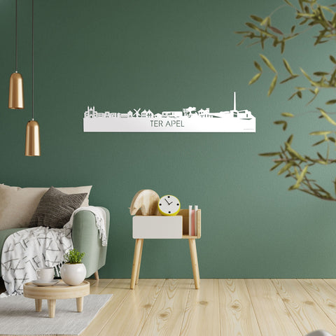 Skyline Ter Apel Wit glanzend gerecycled kunststof cadeau decoratie relatiegeschenk van WoodWideCities