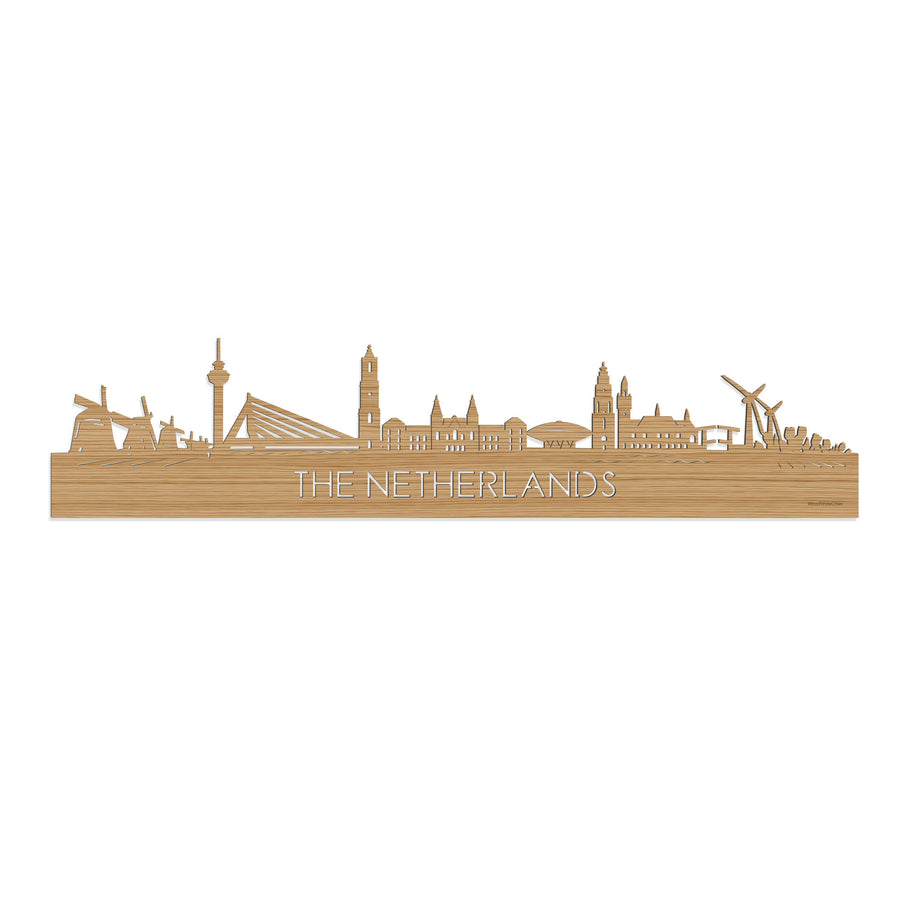 Skyline The Netherlands Bamboe houten cadeau decoratie relatiegeschenk van WoodWideCities