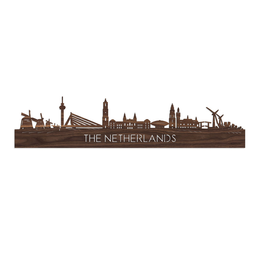 Skyline The Netherlands Noten houten cadeau decoratie relatiegeschenk van WoodWideCities