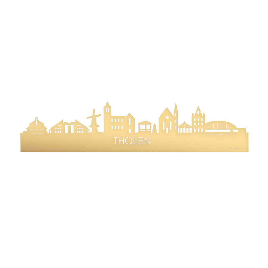 Skyline Tholen Metallic Goud gerecycled kunststof cadeau decoratie relatiegeschenk van WoodWideCities