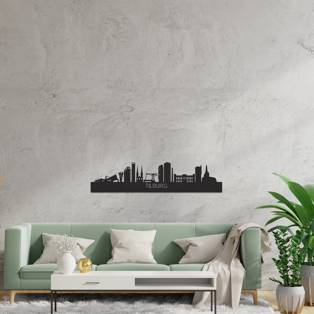 Skyline Tilburg Black houten cadeau decoratie relatiegeschenk van WoodWideCities