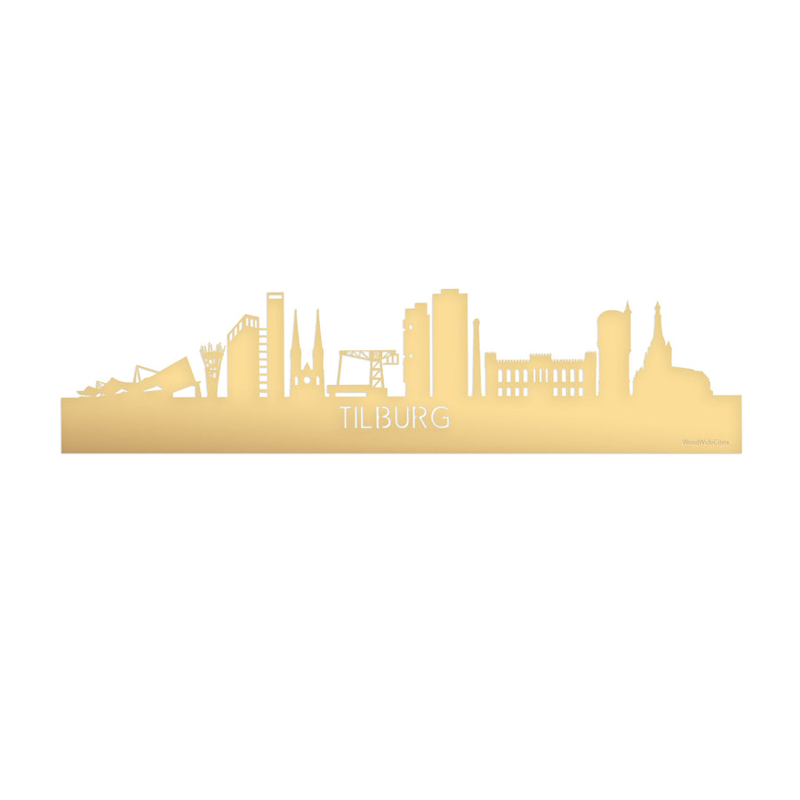 Skyline Tilburg Goud Metallic houten cadeau decoratie relatiegeschenk van WoodWideCities