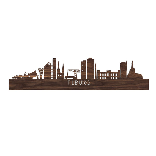 Skyline Tilburg Noten houten cadeau decoratie relatiegeschenk van WoodWideCities