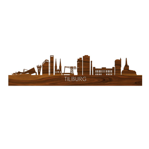 Skyline Tilburg Palissander houten cadeau decoratie relatiegeschenk van WoodWideCities