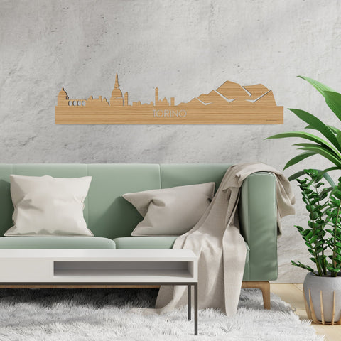 Skyline Torino Bamboe houten cadeau decoratie relatiegeschenk van WoodWideCities