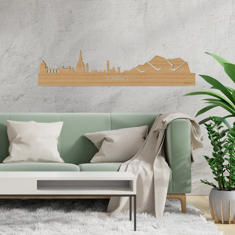 Skyline Torino Bamboe houten cadeau decoratie relatiegeschenk van WoodWideCities