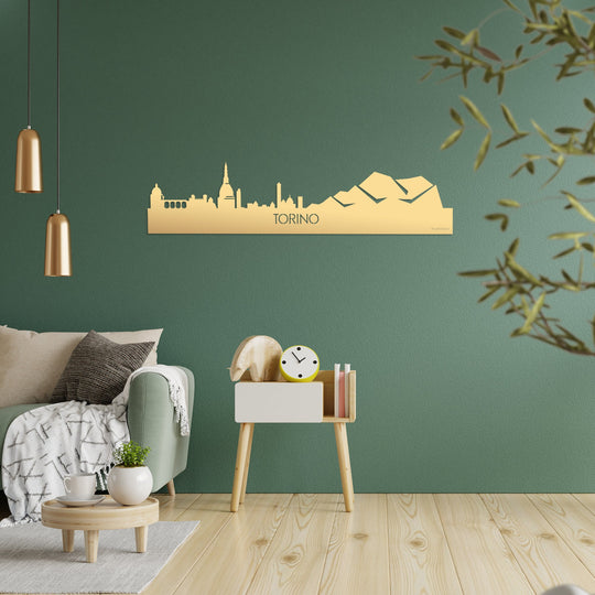 Skyline Torino Metallic Goud gerecycled kunststof cadeau decoratie relatiegeschenk van WoodWideCities