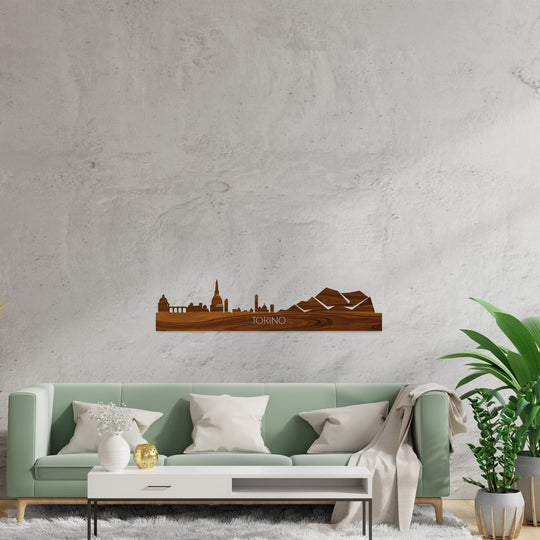 Skyline Torino Palissander houten cadeau decoratie relatiegeschenk van WoodWideCities