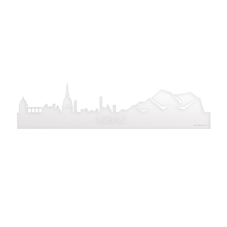 Skyline Torino Wit glanzend gerecycled kunststof cadeau decoratie relatiegeschenk van WoodWideCities