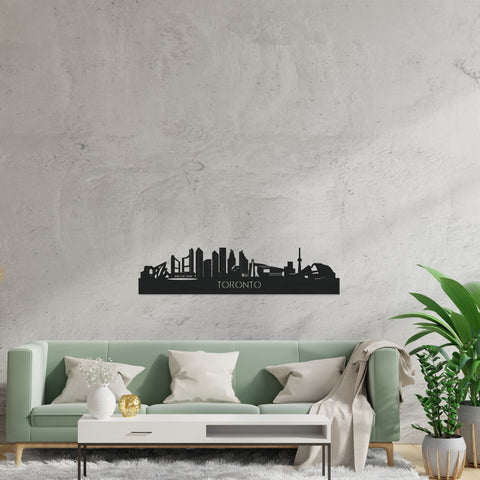 Skyline Toronto Zwart houten cadeau decoratie relatiegeschenk van WoodWideCities