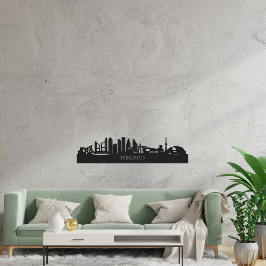 Skyline Toronto Zwart houten cadeau decoratie relatiegeschenk van WoodWideCities